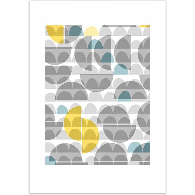 Geometric Grey and Yellow A Original - Graphic Art Print on Paper - No Frame (30cm H x 21cm W x 1cm D)