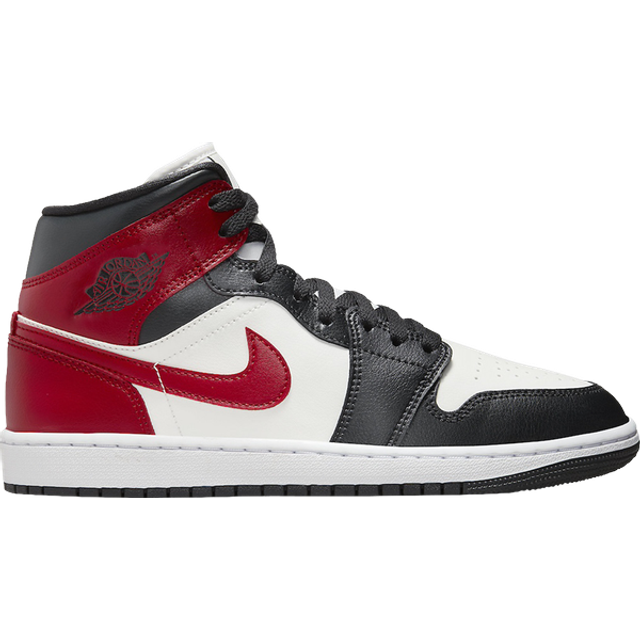 (7.5) Nike Air Jordan 1 Mid Womens Fashion Trainers in Black White Red