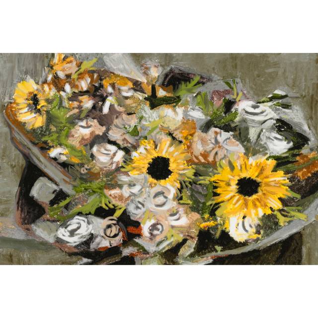 Sunflower Bouquet III - Wrapped Canvas Painting (20cm H x 30cm W x 3.8cm D)