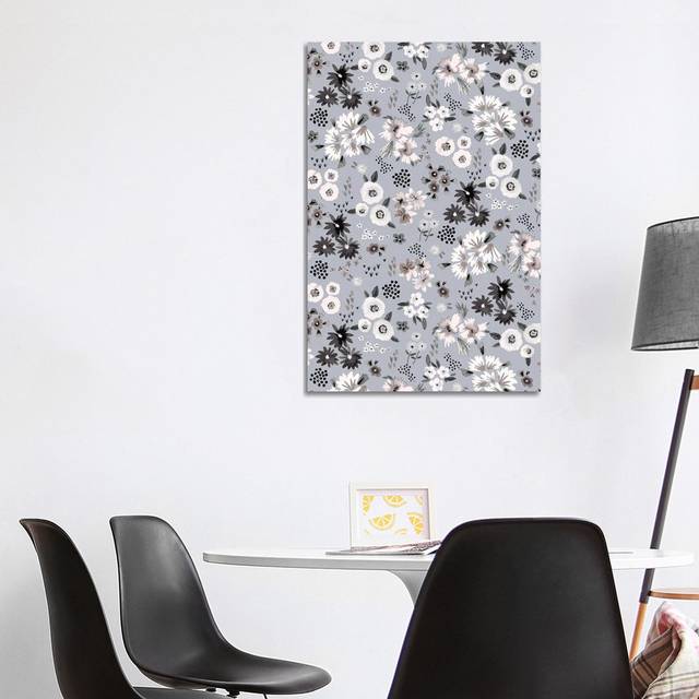 Little Flowers Ecru Grey - Wrapped Canvas Art Prints (101.6 cm H x 66.04 cm W)