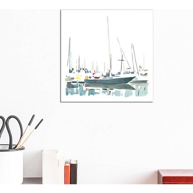 Sailboat Scenery I by Emma Caroline - Wrapped Canvas Painting (30.48 cm H x 30.48 cm W)