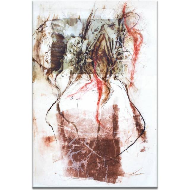 'Paper Screen 3' by Gill Cohn Art Print Wrapped on Canvas - Brown;Red (76cm H x 51cm W x 3.8cm D)