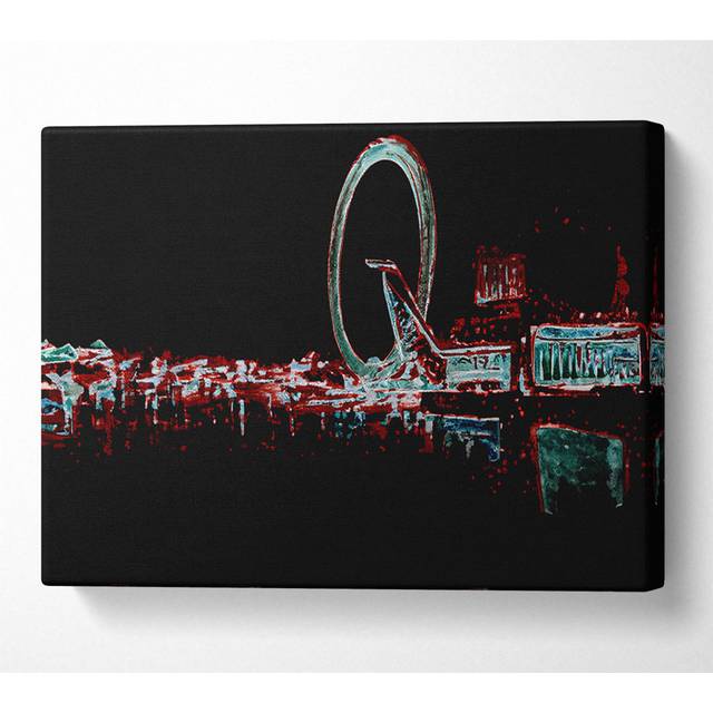 London Thames London Eye - Wrapped Canvas Art Prints - Multicolour (50.8cm H x 81.3cm W x 10cm D)