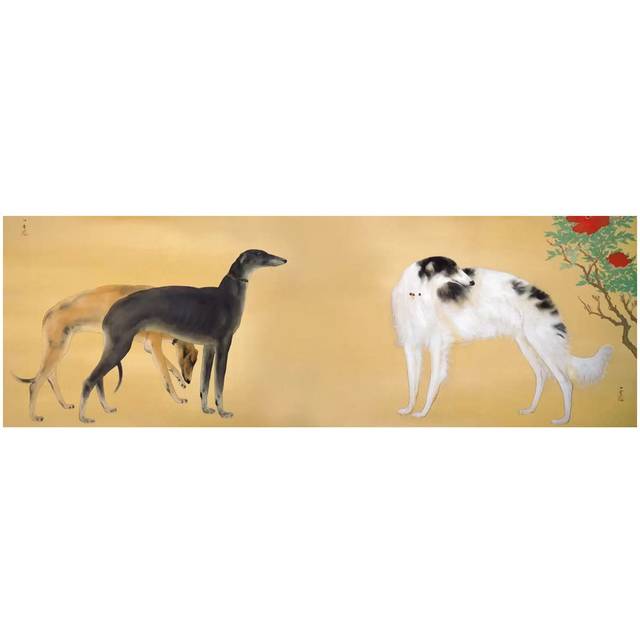 Dogs from Europe by Hashimoto Kansetsu - Wrapped Canvas Panoramic Graphic Art (30.48cm H x 91.44cm W x 1.905cm D)