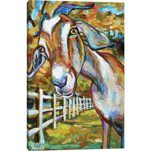 Wilbur the Goat and Fence by Robert Phelps - Wrapped Canvas Art Prints (45.72cm H x 30.48cm W x 1.91cm D)