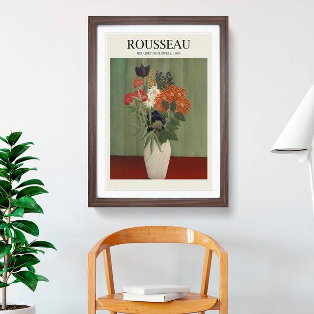 Bouquet of Flowers Vol.2 by Pierre-Auguste Renoir - Picture Frame Art Prints - Walnut (36cm H x 27cm W x 2cm D)
