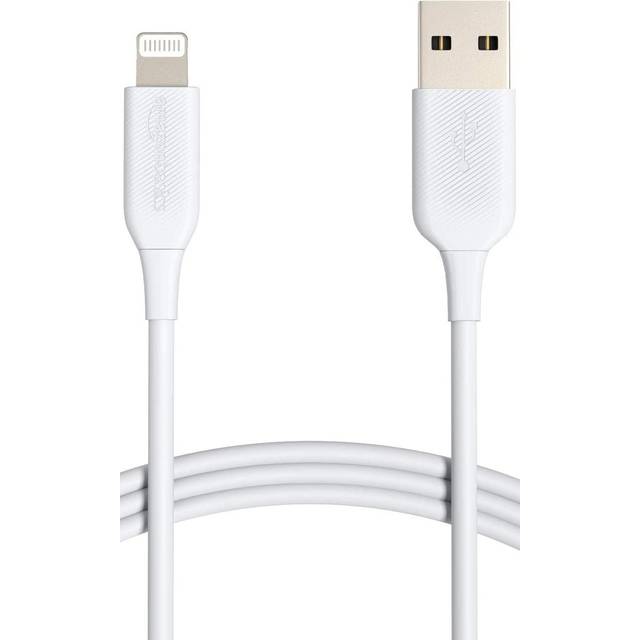 USB-A to Lightning ABS Charger Cable, MFi Certified for Apple iPhone 14 13 12 11 X Xs Pro, Pro Max, Plus, iPad, 1.8 m, White