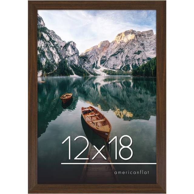 Americanflat 12x18 Picture Frame in Walnut - Engineered Wood with Shatter Resistant Glass - Horizontal and Vertical Formats for Wall