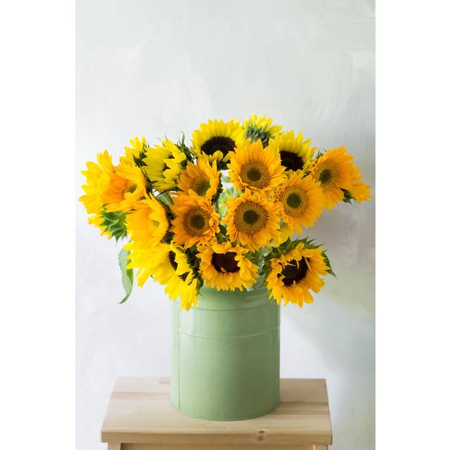 Bouquet of Sunflowers and Wild Flowers on Wooden Table, Copy Space by Malkovstock - Wrapped Canvas Photograph (76.2cm H x 50.8cm W)