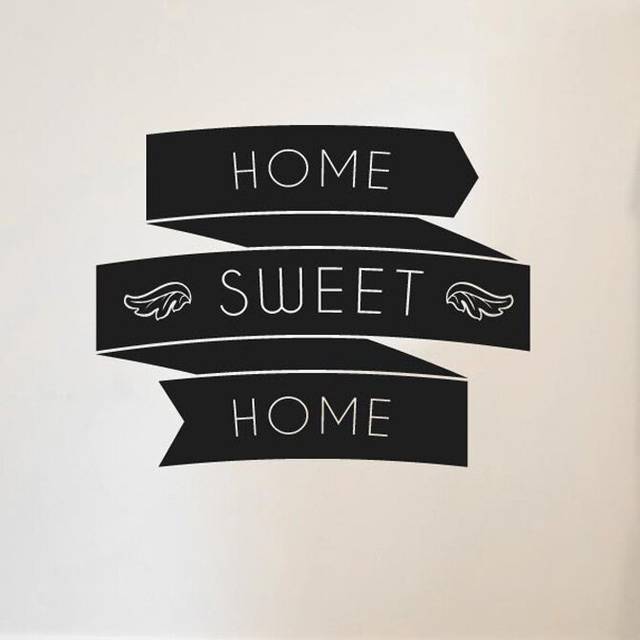 Home Sweet Home In Banners Wall Sticker - Black (Large)