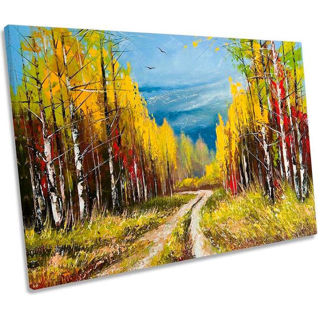 Autumn Forest Painting Repro Framed - Wrapped Canvas Art Prints (50.8cm H x 76.2cm W x 2cm D)