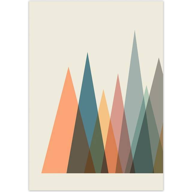 Mid Century Abstract Pair A Original - Graphic Art Print on Paper - No Frame (84cm H x 59cm W x 1cm D)