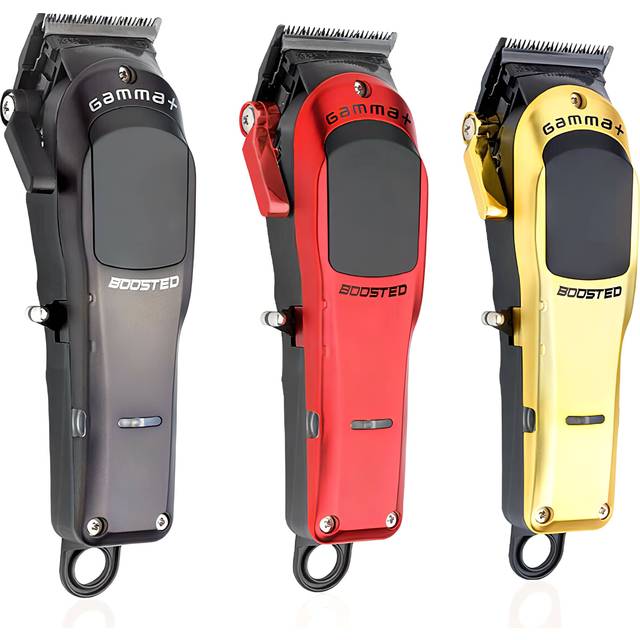 GAMMAPIU' BOOSTED, Professionell modulär Clipper, Roterande Motor 7200 varv/min, 45 mm blad, litiumbatteri, uppsättning av 8 professionella höjningar med dubbla magneter, 3 skal guld, röd, svart