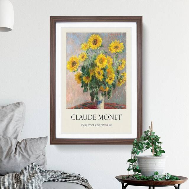 Bouquet of Sunflowers by Pierre-Auguste Renoir - Picture Frame Art Prints - Walnut (36cm H x 27cm W x 2cm D)