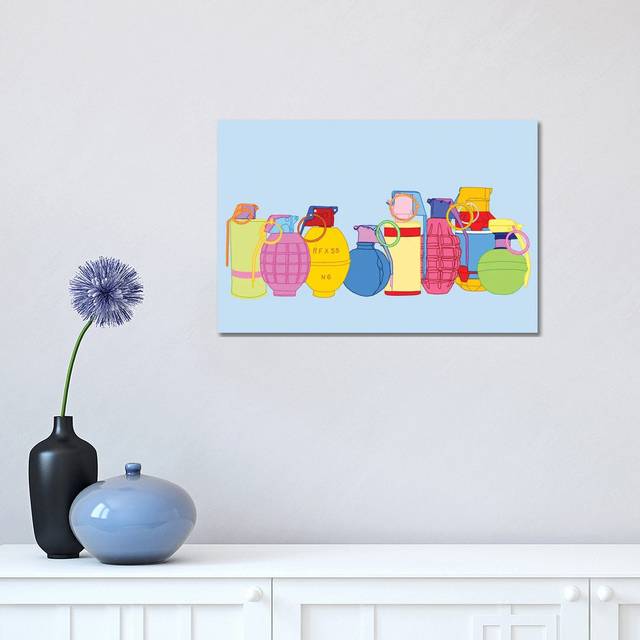 Candy Coated Grenades by Jaymie Metz - Wrapped Canvas Painting on Canvas (30.48 cm H x 45.72 cm W)