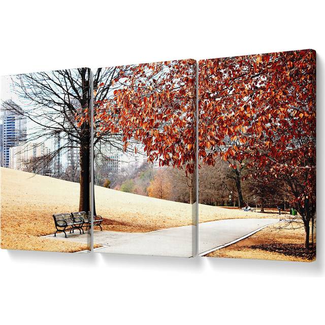 Autumn in the Park - 3 Piece Wrapped Canvas Graphic Art (50.8cm H x 106.6cm W)