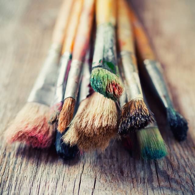 Ambudkar Old Artist Paintbrushes by ChamilleWhite - Print (30cm H x 30cm W x 3.8cm D)