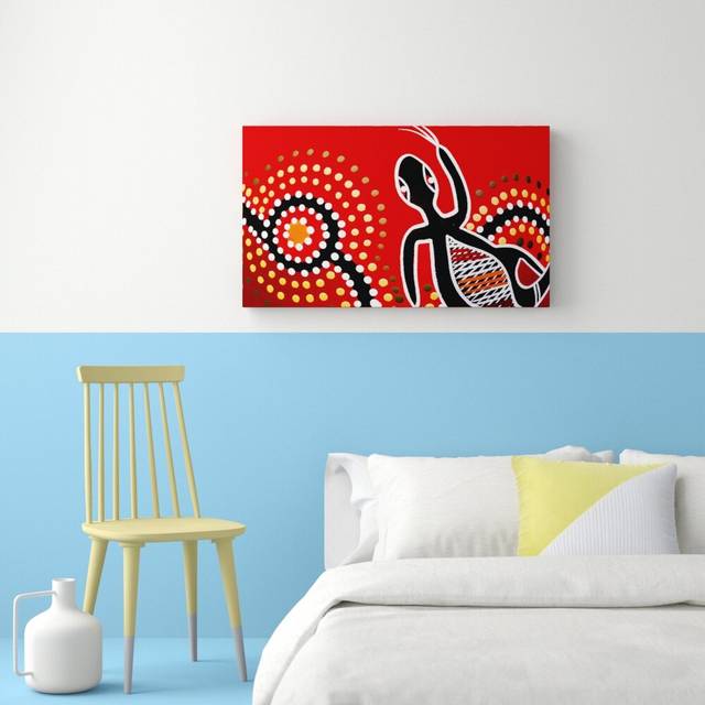 &#39;Aboriginal Gecko Sun Ethnic&#39; Graphic Art Print on Wrapped Canvas (60 cm H x 101.6 cm W)