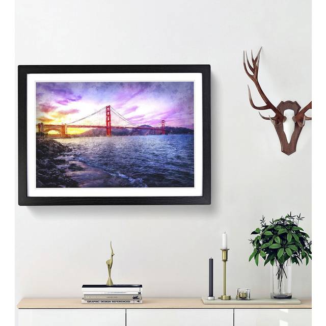 Golden Gate Bridge in San Francisco - Picture Frame Graphic Art Print - Black Framed (24cm H x 33cm W x 2cm D)