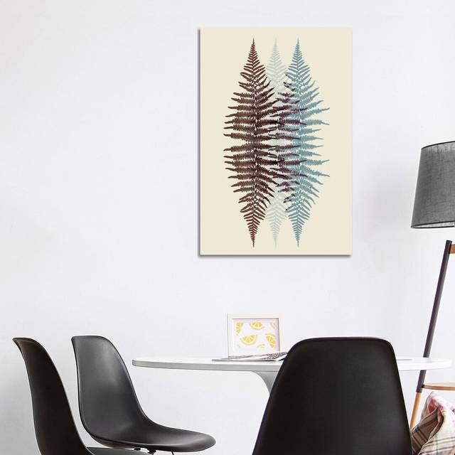 Chocolate and Teal Fern Pattern by Alyson Fennell - Wrapped Canvas Graphic Art (101.6cm H x 66.04cm W x 1.91cm D)