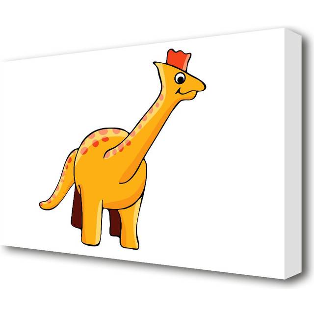&#39;Big Herbivore Dinosaur Long Neck White Childrens&#39; Wrapped Canvas Graphic Art Print (35.6 cm H x 50.8 cm W)
