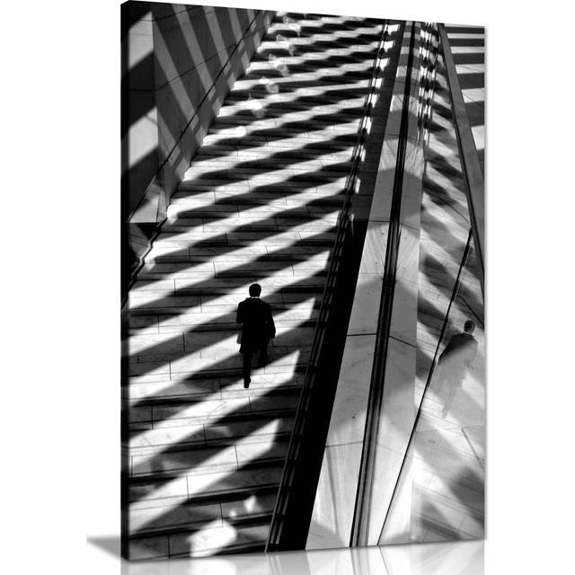 Panther Print Fine Art Prints Light & Shadow Man Walking On Street Artistic Framed Canvas Print, Pictures For Home Walls, Bedroom, Living Room & Bathr (31cm H x 20cm W)