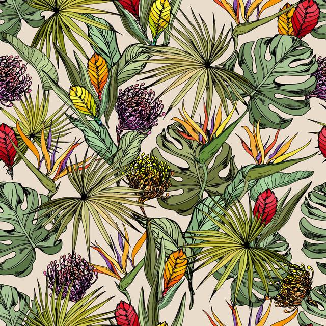 Bromeliad Flowers by Jeanna Draw - Wrapped Canvas Graphic Art (51cm H x 51cm W)