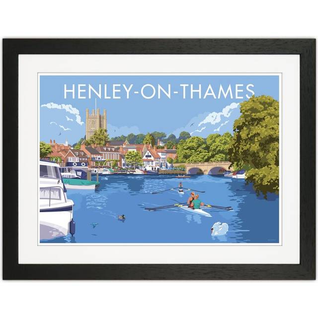 Henley On Thames Travel Art Print By Stephen Millership A1 / Canvas - Black Framed Paper (43.5cm H x 53.5cm W x 3cm D)