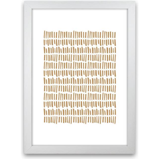 &#39;Ethno Sticks Sand&#39; - Graphic Art Print on Paper - White Frame (88cm H x 64cm W x 3cm D)