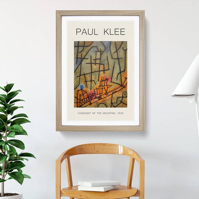 Conquest of the Mountain by Paul Klee - Picture Frame Art Prints - Oak (36cm H x 27cm W x 2cm D)