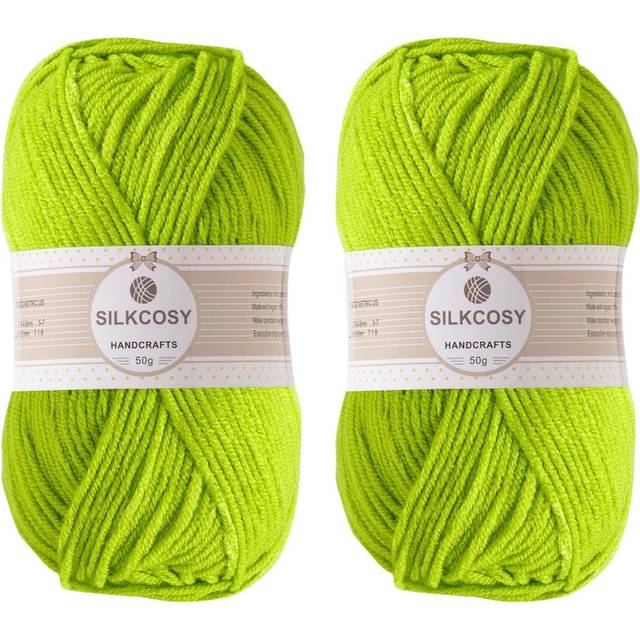 2 Pcs Crochet Yarn  Feels Soft 280 Yards Assorted Colors 4ply Acrylic Yarn Yarn for Crochet & Hand Knitting-Bud Green