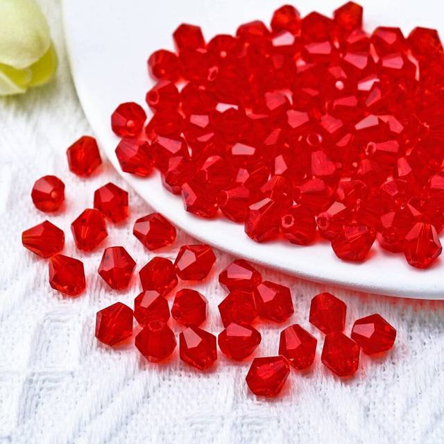 Dowarm 8MM Crystal Glass Beads  100PCS Red/Siam Bicone Beads for Jewelry Making  Craft  Bracelet  Necklace  Dolls  Suncatcher