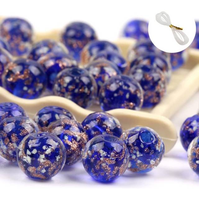 100PCS 8mm Glow in The Dark Beads for Jewelry Making Glow in The Dark Beads Glass Crystal Round Beads Big Hole with Rope for DIY Jewelry Craft Making