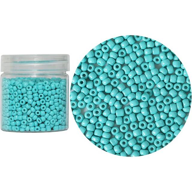 Bala&Fillic 6/0 Glass Seed Beads Opaque Turquoise Green Color About 1400pcs in Box, Size 4mm Glass Craft Seed Beads for Jewelry Making (Turquoise Gre