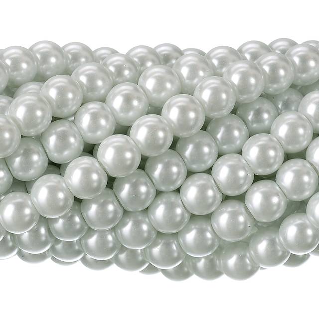RUBYCA 200Pcs Czech Tiny Satin Luster Glass Pearl Round Bead for Beadi