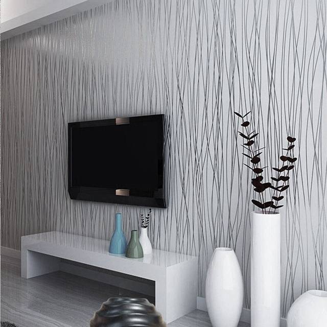 10M 3D Wall Paper Crushed Silk Striped Grey Silver Textured Wallpaper Background