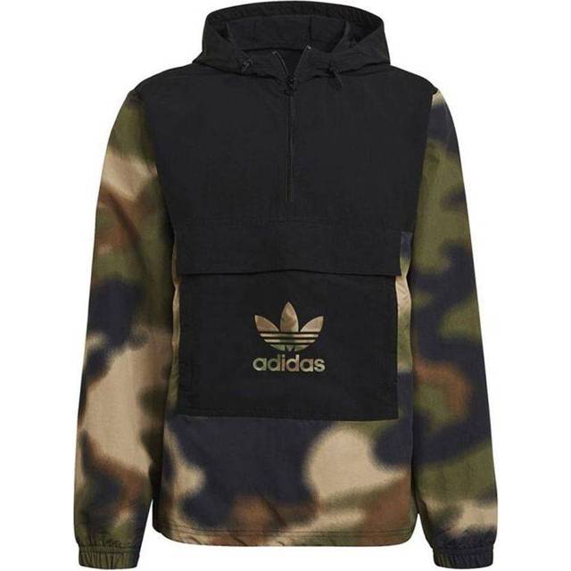 adidas originals Half Zipper Pullover hooded Camouflage Printing Jacket Green GN1875 - Army Green - XS