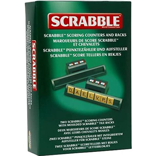 | Scrabble: Pack of 2 Classic Scoring Counters and Moulded Tile Racks | Classic Games | Word Games | For 2-4 Players | Ages 10+