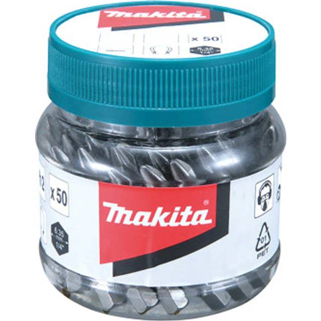 Makita x 50 Pozi No 2 25mm Hex Insert Bits In Candy Tub PZ2 B-26509 50 Pieces