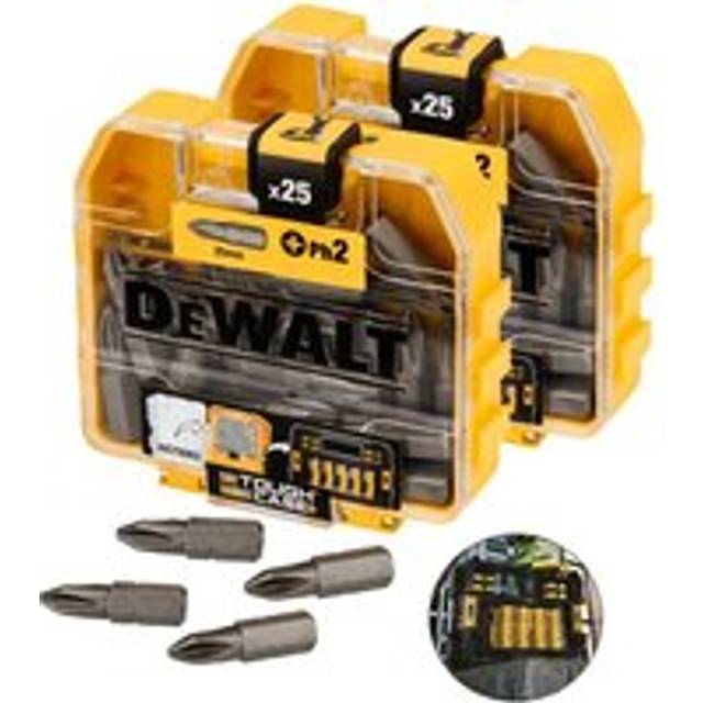2 x Dewalt 25 Piece PH2 Standard Philips Screwdriver Bit Set Flex Tough Case