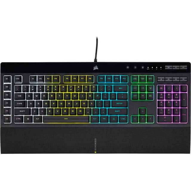 CORSAIR K55 RGB PRO kabelansluten membrantangentbord – IP42 damm- och stänksäker – 6 makroknappar med Elgato-integration – iCUE-kompatibel – QWERTZ DE – PC, Mac, Xbox – svart