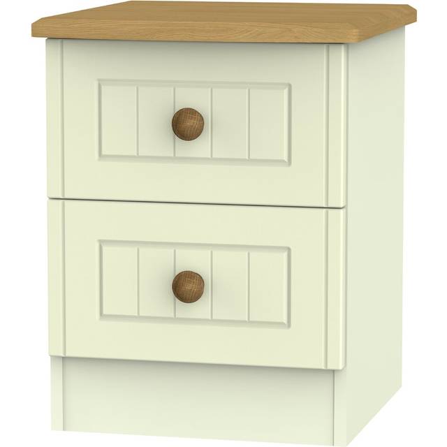 Brambly Cottage Fully Assembled Saxena 2 Drawer Bedside Table Cream;Oak 50.5cm H X 39.5cm W X 41.5cm D