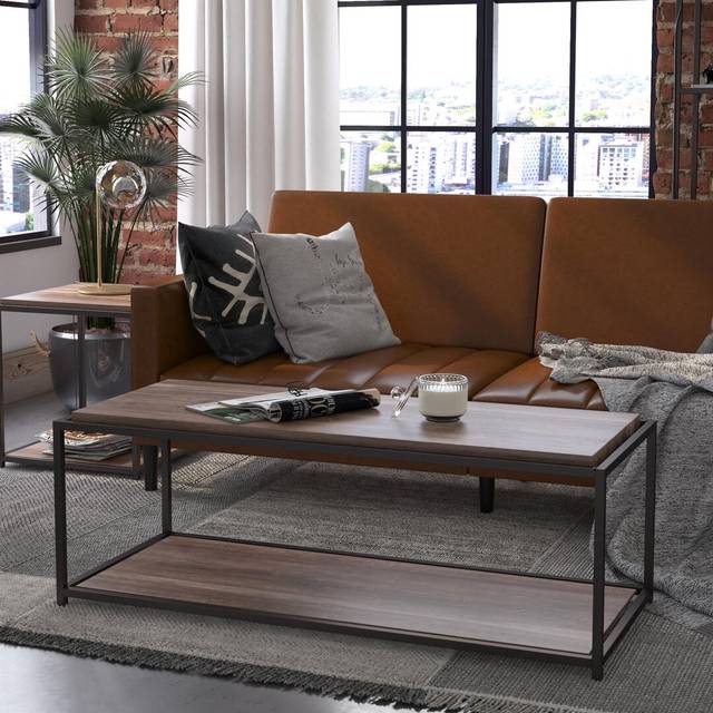 Dorel Quincy Coffee Table Weathered Oak, Brown