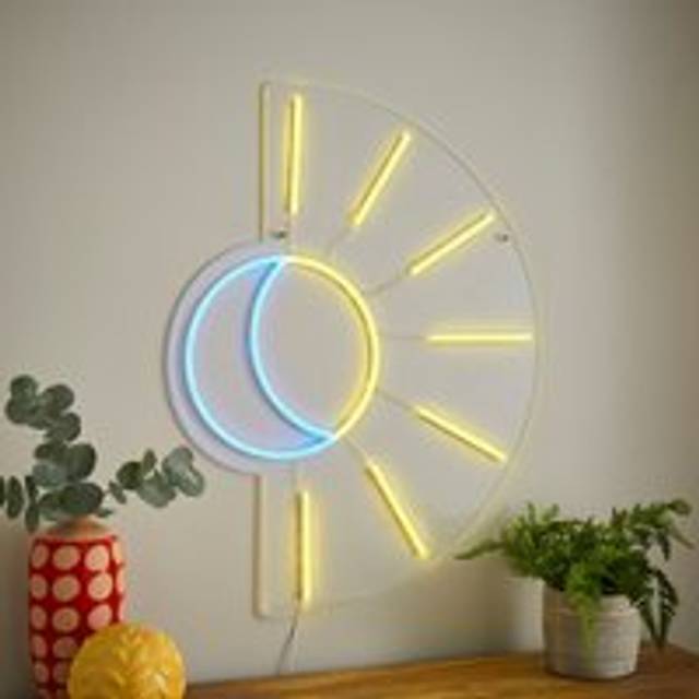 Sun and Moon Neon Sign - White