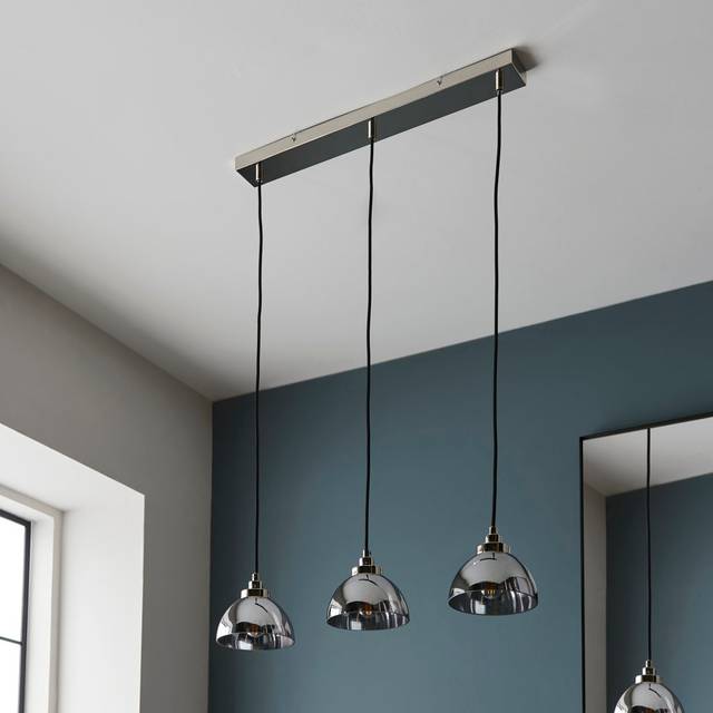 Blossburg 3 - Light Kitchen Island Linear Pendant - Black (28cm H X 70cm W X 16cm D)