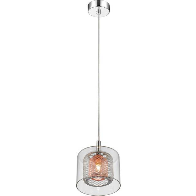 Aahil 1 - Light Unique/Statement Geometric Pendant with No Secondary Or Accent Material Accents - Chrome (23cm H X 14cm W X 14cm D)