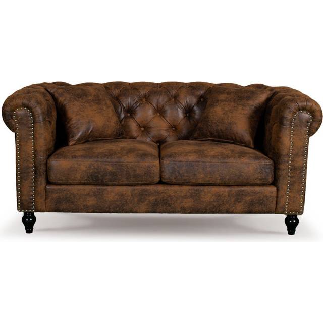 ClassicLiving Millings 170Cm Scroll Arms Chesterfield Loveseat Brown 78cm H X 170cm W X 87cm D