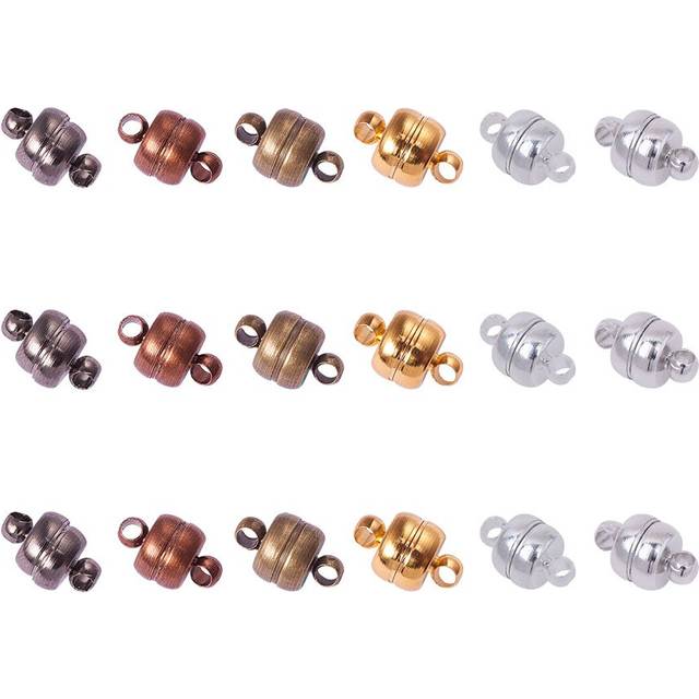PH PandaHall 100 Sets Magnetic Clasps Mixed Color Necklace Bracelet Clasps Oval Brass Magnet Converter Jewelry Clasps Extenders Locking Clasps for Bra