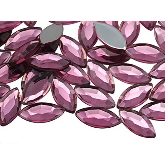 Allstarco 15x7mm Pink Rose Lite .RS72 Navette Flat Back Acrylic Rhinestones Marquise Gems for Crafts Horse Eye Costume Embelishments Card Making Jewel