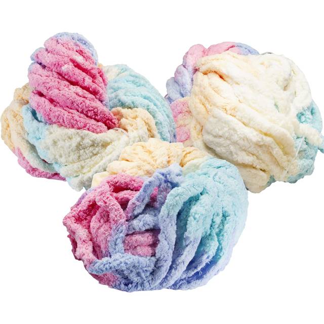 iDIY Chunky Yarn 3 Pack 24 Yards Each Skein  Rainbow Multi Color  Fluffy Chenille Yarn Perfect for Soft Throw and Baby Blank